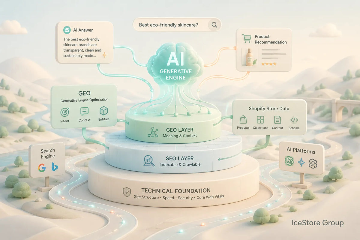 IceStore Group Terminology: SEO, GEO, Shopify and AI-commerce
