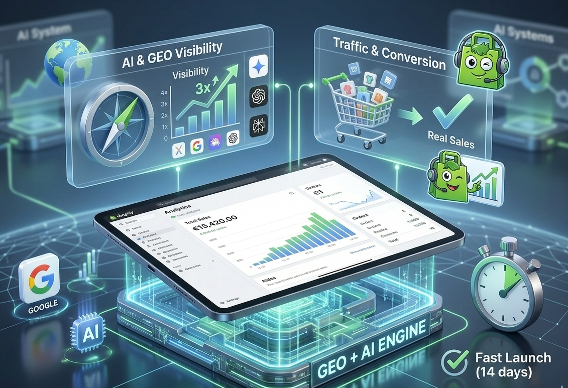Запуск Shopify-магазина + SEO & GEO оптимизация (3 месяца)